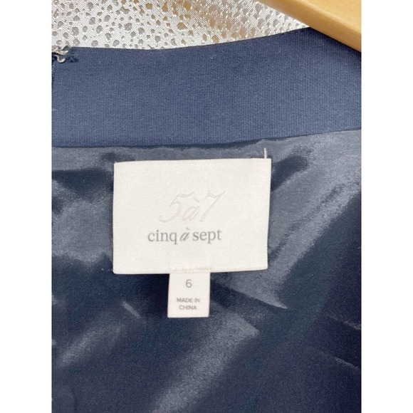 CINQ A Sept Womens Formal Body Con Cap Sleeve Dress Navy Blue Size 6 - Picture 4 of 6
